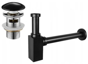 Mexen príslušenstvo, umývadlový fľaškový sifón hranatý s keramickou zátkou Click-Clack, s prepadom, čierna matná, 7992060-75