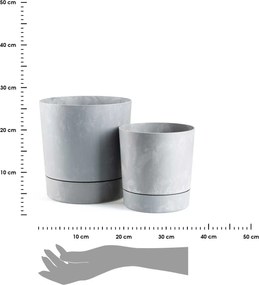 PLASTOVÝ KVETINÁČ AZALEA SADA 2KS 22,5X23,5 CM+17,5X18,5 CM IMITÁCIA BETÓNU SIVÁ