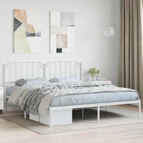Kovový rám postele s čelom biely 183x213 cm 373941