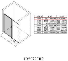 CERANO - Sprchovací kút Santoro Ľ/P - 8 mm - chróm, transparentné sklo - 100x70 cm - posuvný, CER-CER-8050BD7346