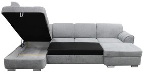 Rozkladacia rohová sedacia súprava SERPA v tvare U, ľavá, sivá, s úložným priestorom
