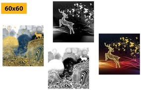 Set obrazov rozprávkové jelene v abstraktnom prevedení Varianta: 4x 40x40