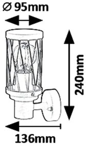 Rabalux 8888 - Vonkajšie nástenné svietidlo BUDAPEST 1xE27/40W/230V IP44