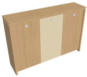 Stredná šatníková skriňa Verno 188 x 46 x 130 cm, kombinované dvere, dub svetlý / vanilka