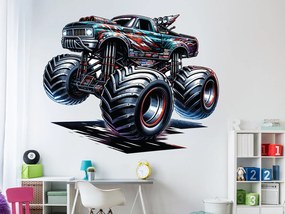 Monster truck 02 textilní prelepiteľná nálepka na stenu hárok 47 x 37 cm