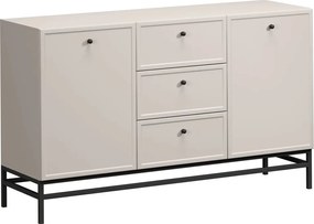 Komoda Lorini 150 cm so zásuvkami - kašmír / čierne úchytky / kovový rám