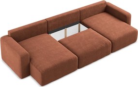 Ženilková rozkladacia/s úložným priestorom rohová pohovka v terakotovej farbe (do tvaru "U") Kona – Makamii