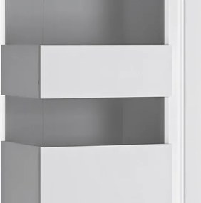 Vysoká vitrína Lyon, biela lesk, s osvetlením, ľavá