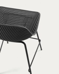 Antracitová kovová/plastová záhradná barová stolička Quinby – Kave Home