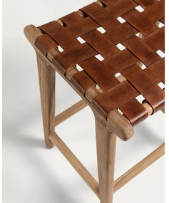 Barová stolička z imitácie kože v prírodnej farbe (výška sedadla 67 cm) Calixta – Kave Home