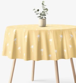 Goldea okrúhly obrus 100% bavlnené plátno - palmy na žltej Ø 140 cm