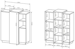 Komoda Three 3D (dub craft zlatý + biela). Vlastná spoľahlivá doprava až k Vám domov. 1071392