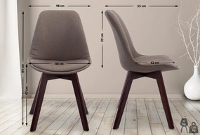 Stolička Borne V2 látka (SET 4 ks), drevené nohy orech - Sivo-hnedá (Taupe)