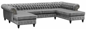 PROXIMA.store - Luxusná sedačka CHESTERFIELD LONG U FARBA NÔH: čierna, DRUH LÁTKY: TORRE - 10, FARBA OZDOBNÝCH ŠPENDLÍKOV: staré zlato