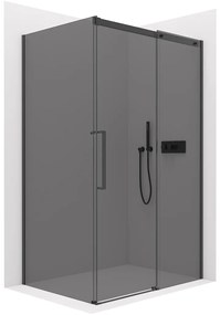 CERANO - Sprchovací kút Lantono L/P - 8 mm - čierna matná, grafitové sklo - 150x90 cm - posuvný, CER-CER-8050BD7533