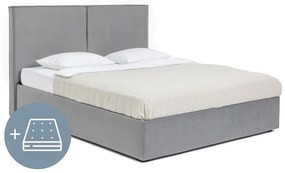 Sivá čalúnená dvojlôžková posteľ s úložným priestorom s matracom/s roštom 180x200 cm Thessa Bold – Bonami Selection