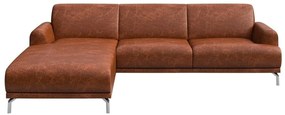 Červenohnedá kožená rohová pohovka MESONICA Puzo, ľavý roh
