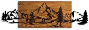 Nástenná dekorácia 93x29 cm hory drevo/kov
