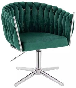 LuxuryForm DESIGN Stolička NORDEN VELUR na striebornom kríži - zelená