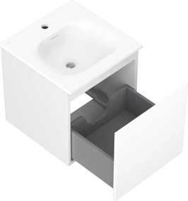 Mexen Orio, kúpeľňová skrinka 45 cm s umývadlom Vela, 1 zásuvka, biela matná, 91A10-04547-1-BF01-W23M01