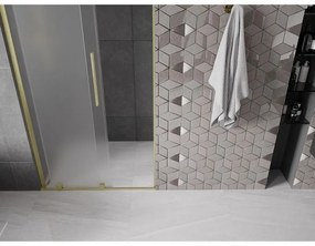 Mexen Velar L, posuvné sprchové dvere do otvoru 100 cm, 8mm sklo námraza, zlatá matná, 871-100-003-31-55