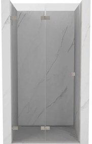 Mexen, Mexen Lunar-F skladacie ľavé sprchové dvere 60 cm, transparentné, brúsený nikel - 836-060-000-97-00-L