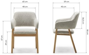 Čalouněné jídelní křeslo Sanremo bouclé světle šedé/dub přírodní