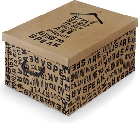 Domopak Úložný box Kraft čierny nápis