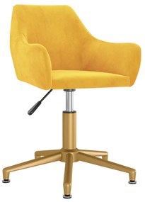 Otočná jedálenská stolička žltá zamatová