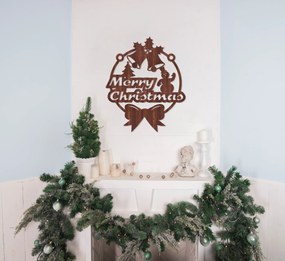 Vianočný veniec na dvere s nápisom Merry Christmas - Orech