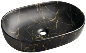 Sapho Sapho, CALEO keramické umývadlo na dosku, 60x42cm, mramor portoro, CA590PT