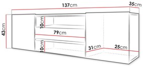 TV stolík Maverland (biela + biely lesk). Vlastná spoľahlivá doprava až k Vám domov. 1054126
