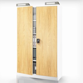 Kovová kancelárska skriňa na dokumenty, široká, biela/zlatý dub, 1150x1850x400 mm: JAN II Eco Design