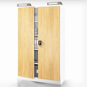 Kovová kancelárska skrinka Biely/ Zlatý dub: Eco Design JAN II
