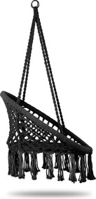 MultiGarden Závesné boho záhradné kreslo - čierne MultiGarden