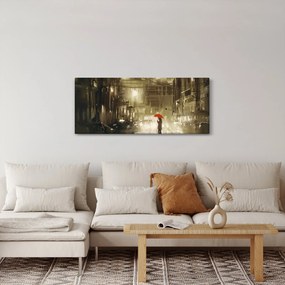 Obraz - Žena za daždivej noci (120x50 cm)