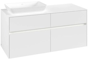 VILLEROY &amp; BOCH Collaro závesná skrinka pod umývadlo na dosku (umývadlo vľavo), 4 zásuvky, s LED osvetlením, 1200 x 500 x 548 mm, White Matt, C113B0MS