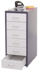 Zásuvková skrinka Boston T851 - 69x28x41cm, 6 zásuviek - tmavosivá biela