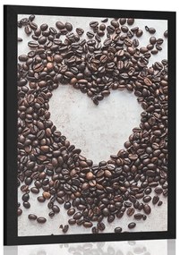 Plagát srdce z kávových zŕn - 60x90 silver