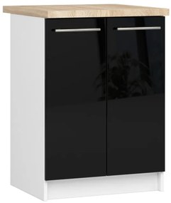 Spodná kuchynská skrinka s doskou OLIWIA S60 2D biela / čierna, lesk