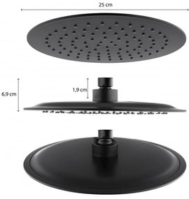 Erga Erga, SLIM sprchová hlavica s priemerom 25cm, čierna matná, ERG-YKA-BP.BRG25-BLK