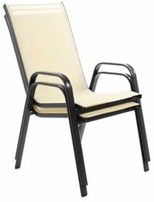 Záhradná stohovateľná stolička, 96 x 55 x 71 cm, krémová
