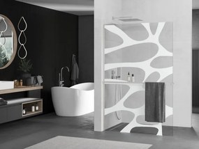 Mexen Kioto+ L, sprchová zástena Walk-In s poličkou a vešiakom 120 x 200 cm, 8mm číre sklo biely vzor, brúsená oceľ profil, 800-120-123-97-97