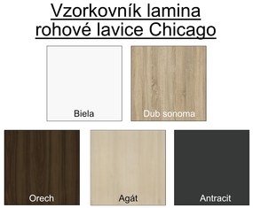 Nabytekmorava Rohová lavica Chicago 14-18 farba lamina: orech 729, čalúnenie vo farbe: SCALA šedá 92