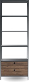 Regál so zásuvkami do kancelárie, na šanóny a dokumenty, otvorené police, kovový, antracitový/orech, 800x2200x400 mm: ARIEL Eco Design