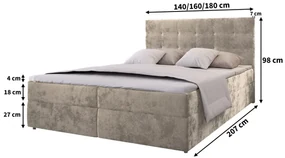 Čalúnená posteľ boxspring GLORIEN VELVET 180x200 cm tyrkysová Matrac: Matrac Bonell pružinový