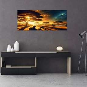 Obraz - Oddychujúce levy (120x50 cm)