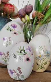 Dekorácia keramické vajíčko s farebnými kvetmi - 11*11*17 cm