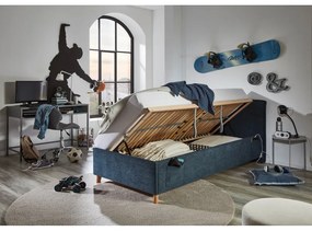 Tmavomodrá čalúnená detská posteľ s úložným priestorom s roštom 120x200 cm Fun – Meise Möbel