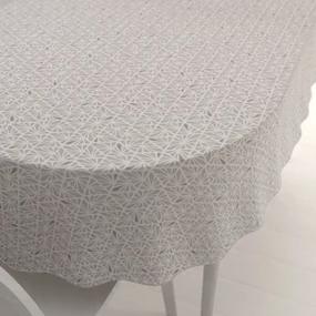 Biante Bavlnený oválny obrus Sandra SA-628 Sivobéžová mozaika na bielom 50x100 cm